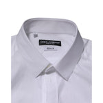 Dolce & Gabbana White Cotton GOLD Formal Men Longsleeves Shirt, slim fit, button closure, logo detail, made in Italy