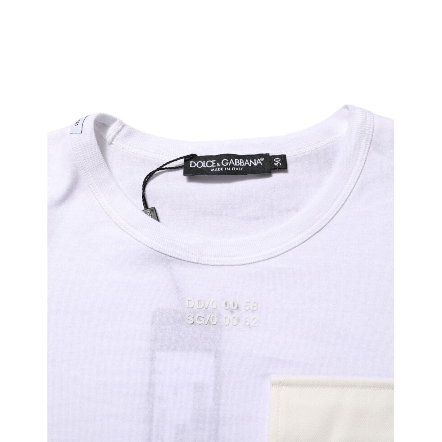 Dolce & Gabbana White Cotton Pocket Short Sleeves Men T-shirt