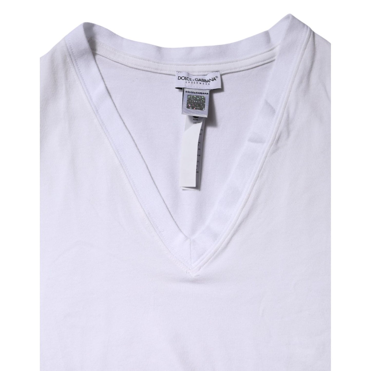 Dolce & Gabbana White Cotton Short Sleeves V-Neck Top T-shirt