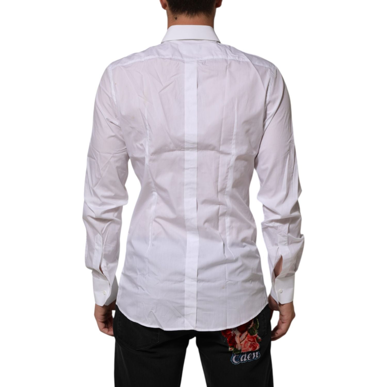 Dolce & Gabbana White Crown Collared GOLD Formal Dress  Shirt