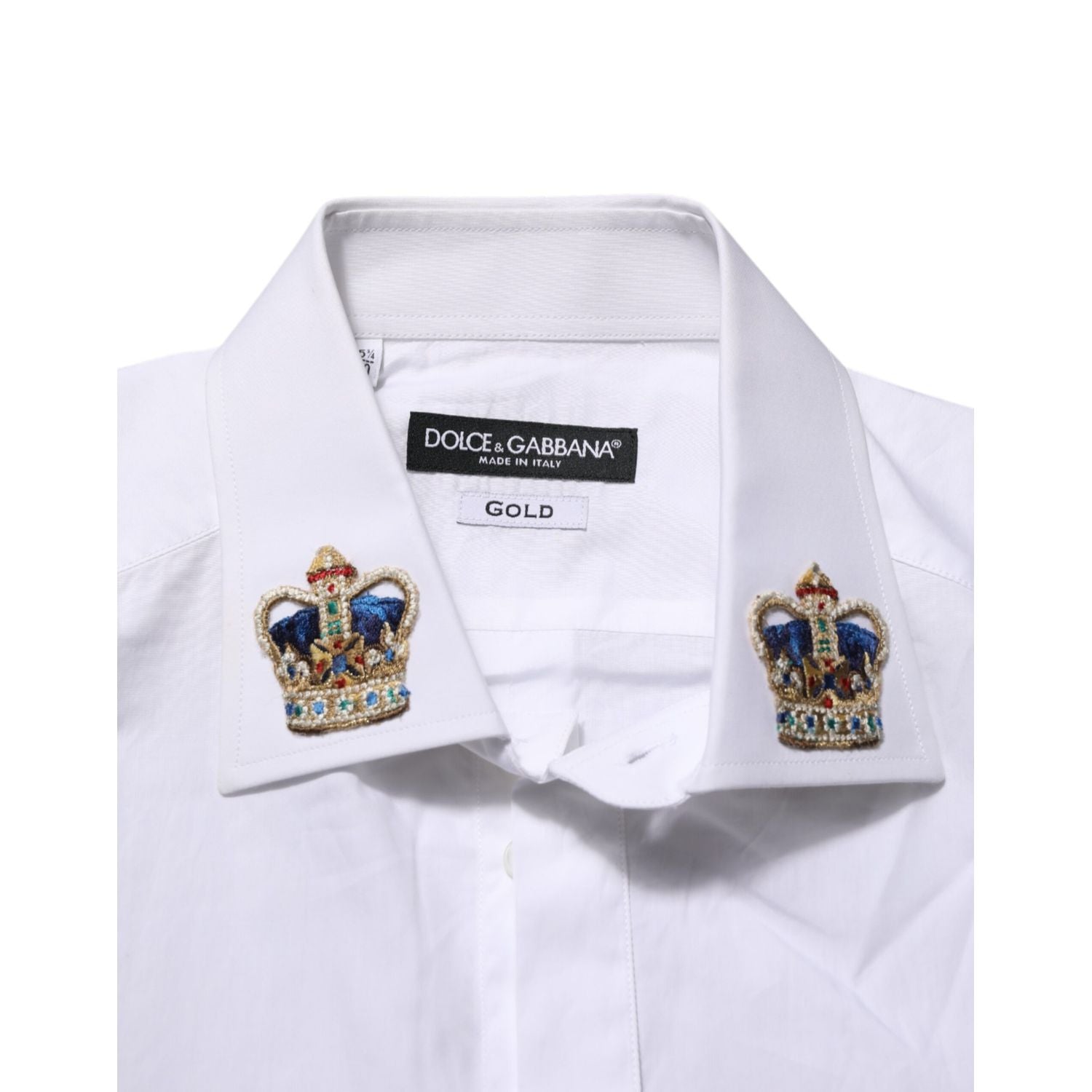 Dolce & Gabbana White Crown Collared GOLD Formal Dress  Shirt