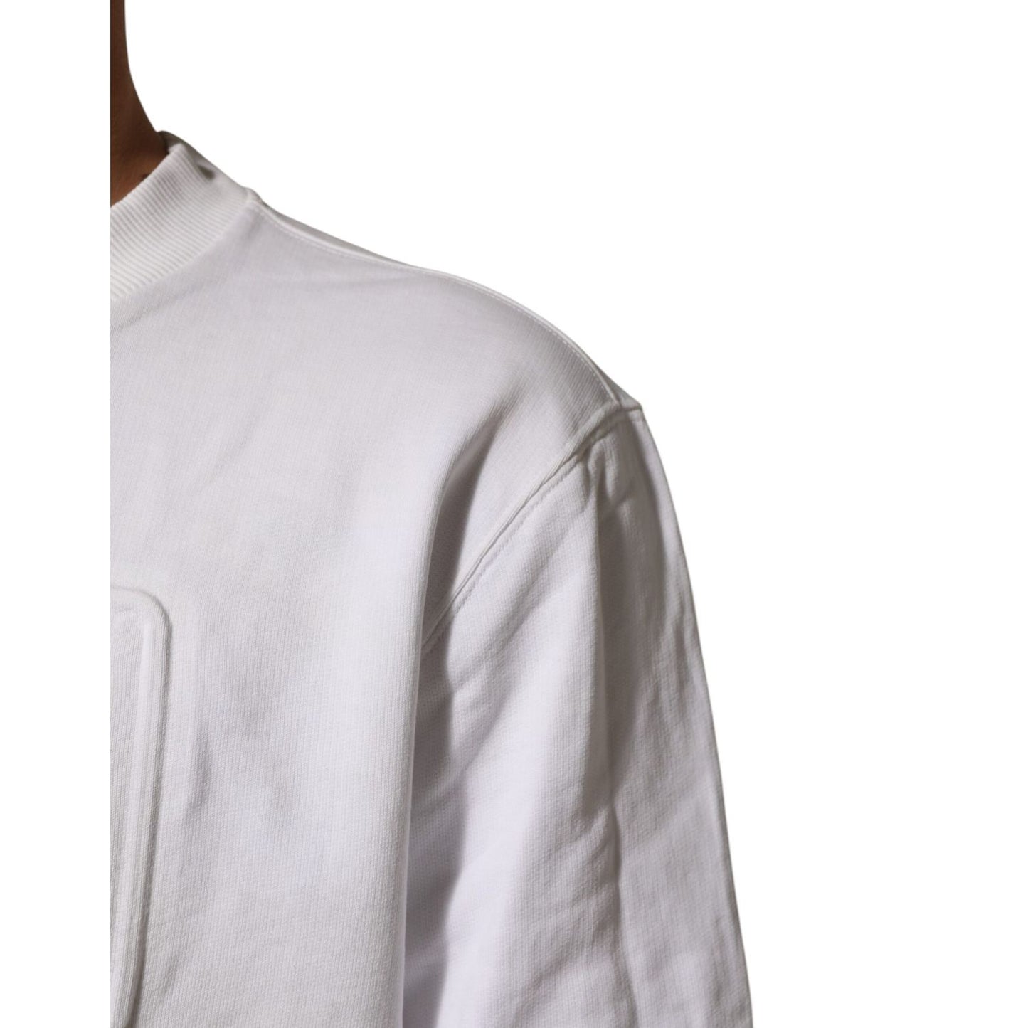 Dolce & Gabbana White Embossed Logo Men Sweatshirt Sweater