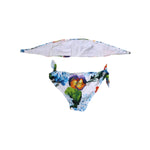 Dolce & Gabbana White Floral Swimsuit 2 Piece Top Bottom Swimwear with vibrant floral print, chic beachwear, hook closure.