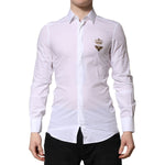 Dolce & Gabbana White GOLD Crown Bee Men Dress Formal Shirt