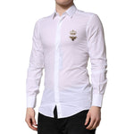 Dolce & Gabbana White GOLD Crown Bee Men Dress Formal Shirt