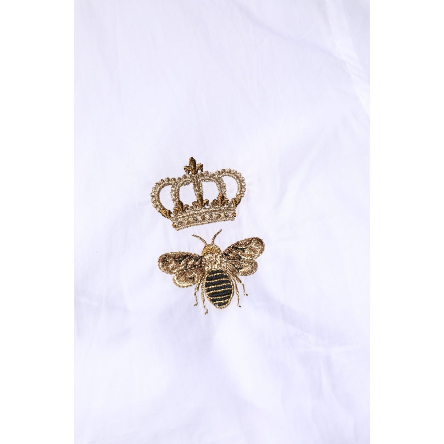 Dolce & Gabbana White GOLD Crown Bee Men Dress Formal Shirt
