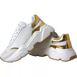 Dolce & Gabbana White Gold DAYMASTER Leather Sneakers Mens Shoes made of 100% calfskin leather with rubber sole.
