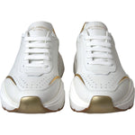 Dolce & Gabbana White Gold DAYMASTER Leather Sneakers Mens Shoes with calfskin leather and rubber sole.