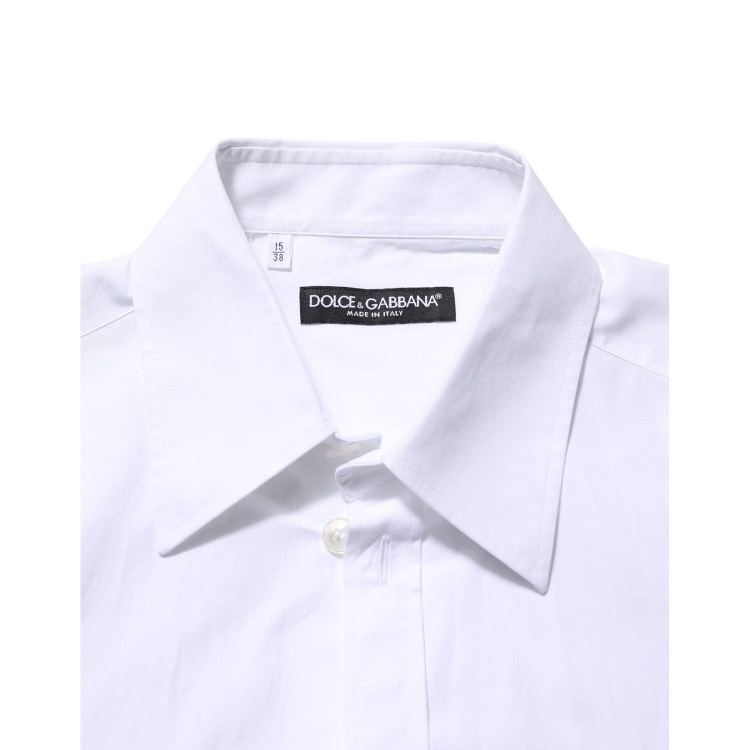 Dolce & Gabbana White Logo Plaque Collared Formal Dress  Shirt