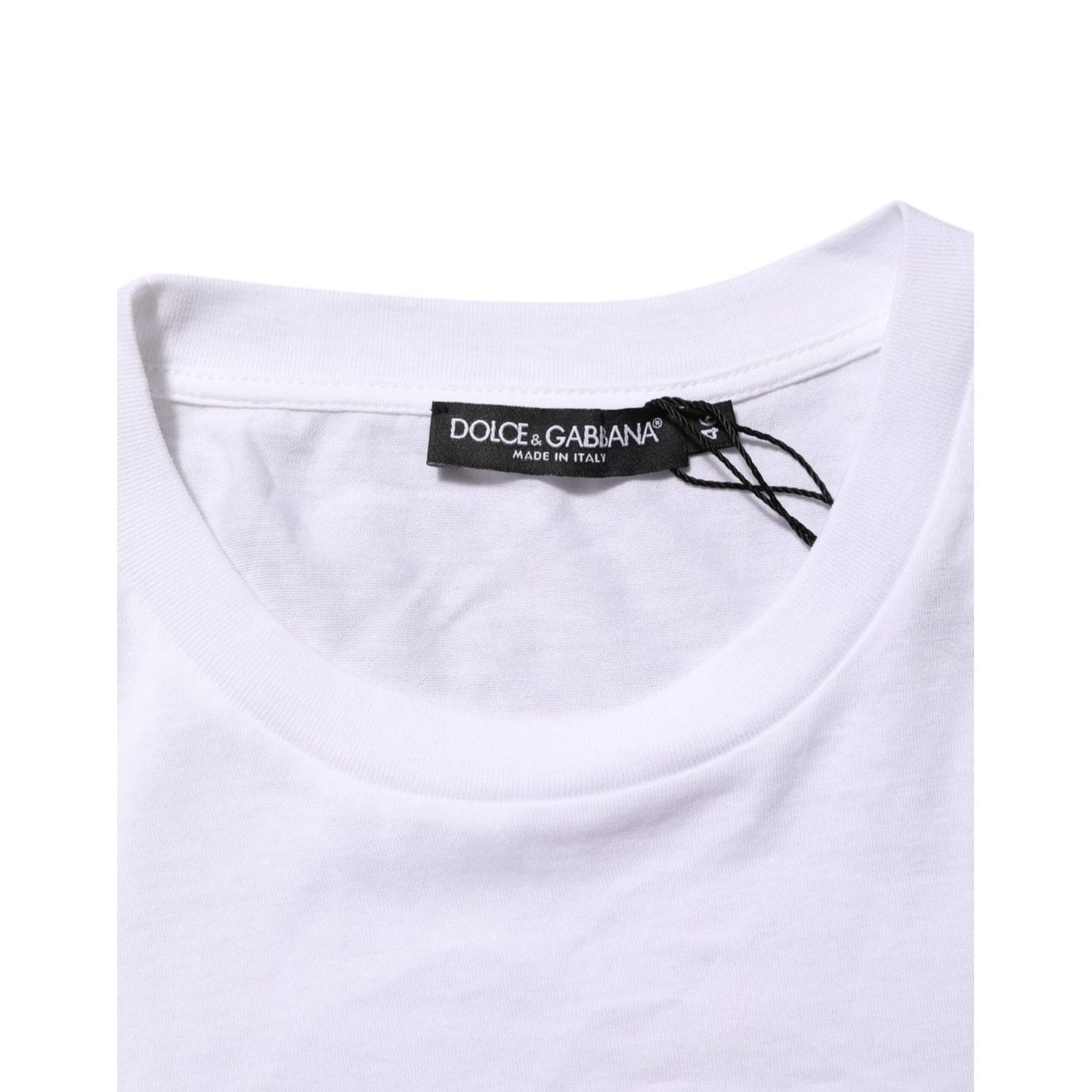 Dolce & Gabbana White Logo Print Cotton Men Crew Neck T-shirt