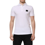 Dolce & Gabbana White Logo Short Sleeve Collared Polo T-shirt