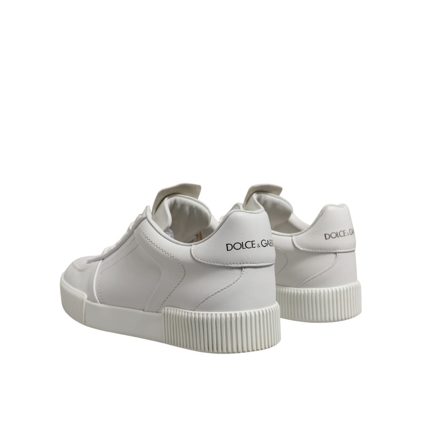Dolce & Gabbana White Miami Leather Low Top Sneakers Men Shoes