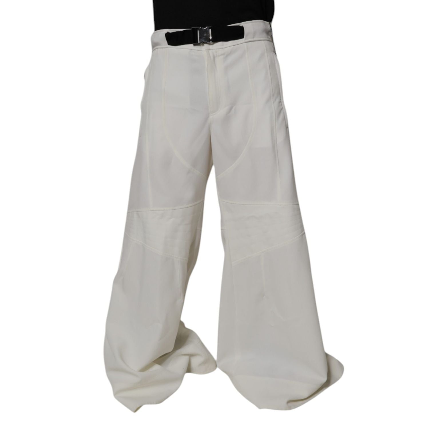 Dolce & Gabbana White Mid Waist Wide Leg Pants