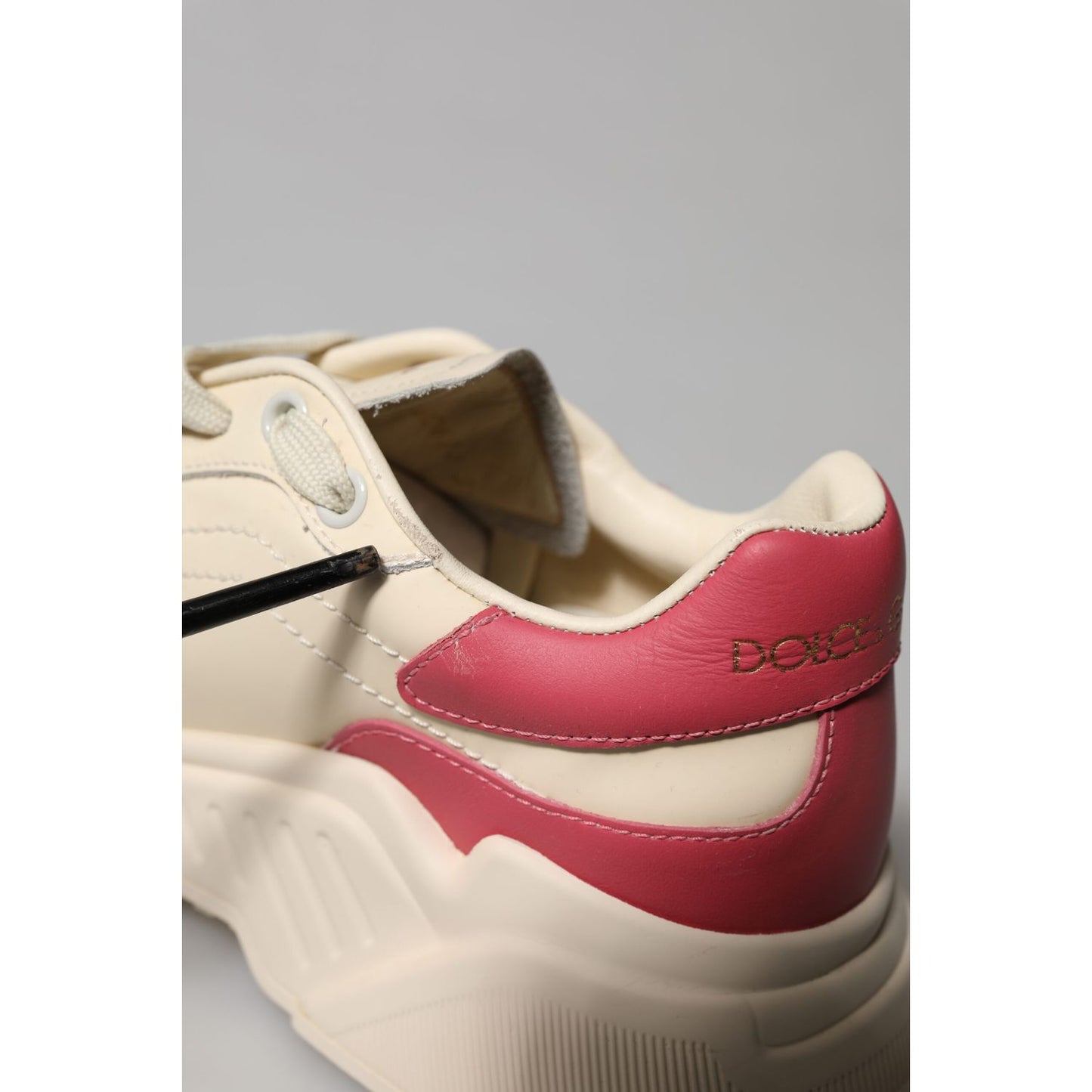 Dolce & Gabbana White Pink Leather Daymaster Sneakers Shoes