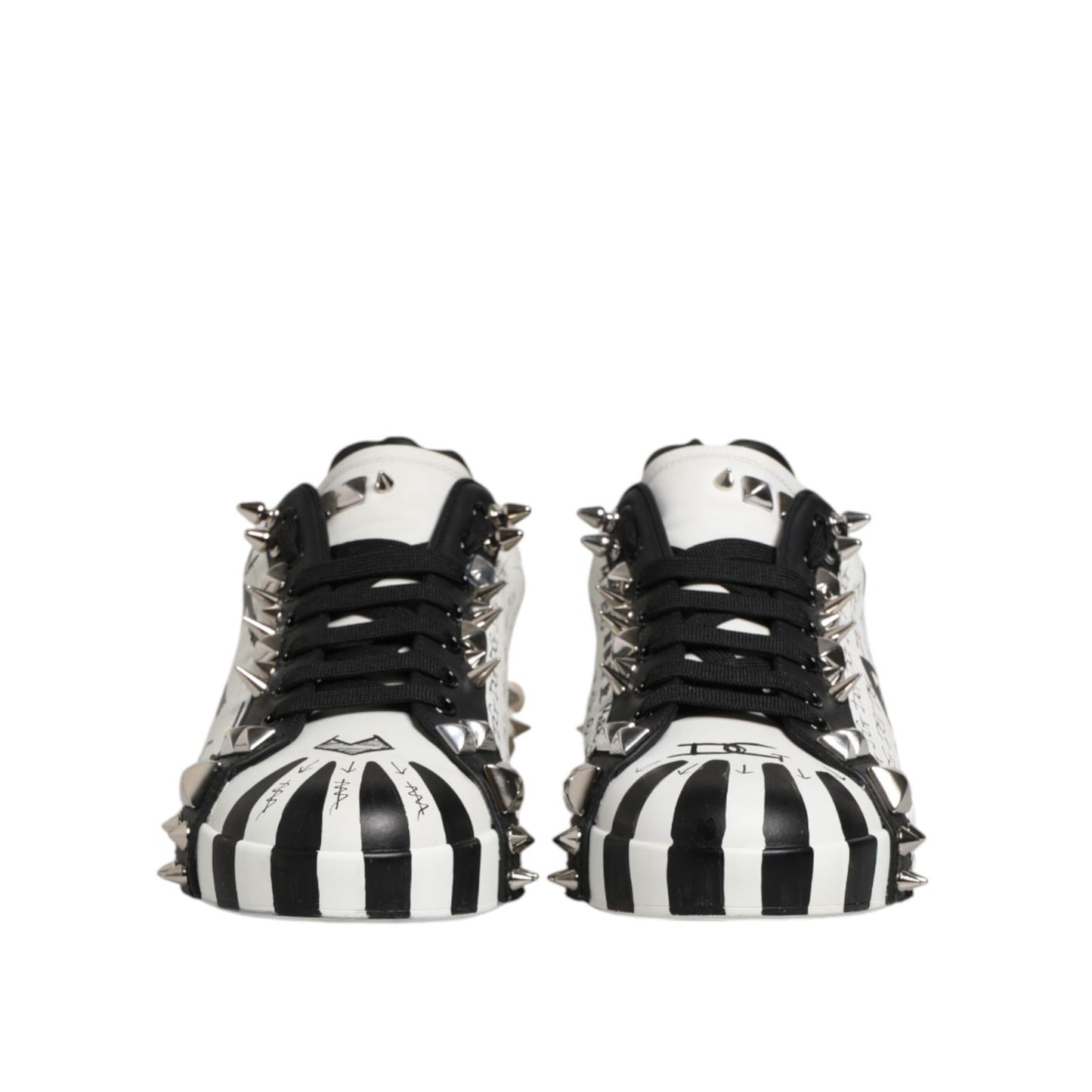 Dolce & Gabbana White Portofino Studded Men Sneakers Shoes