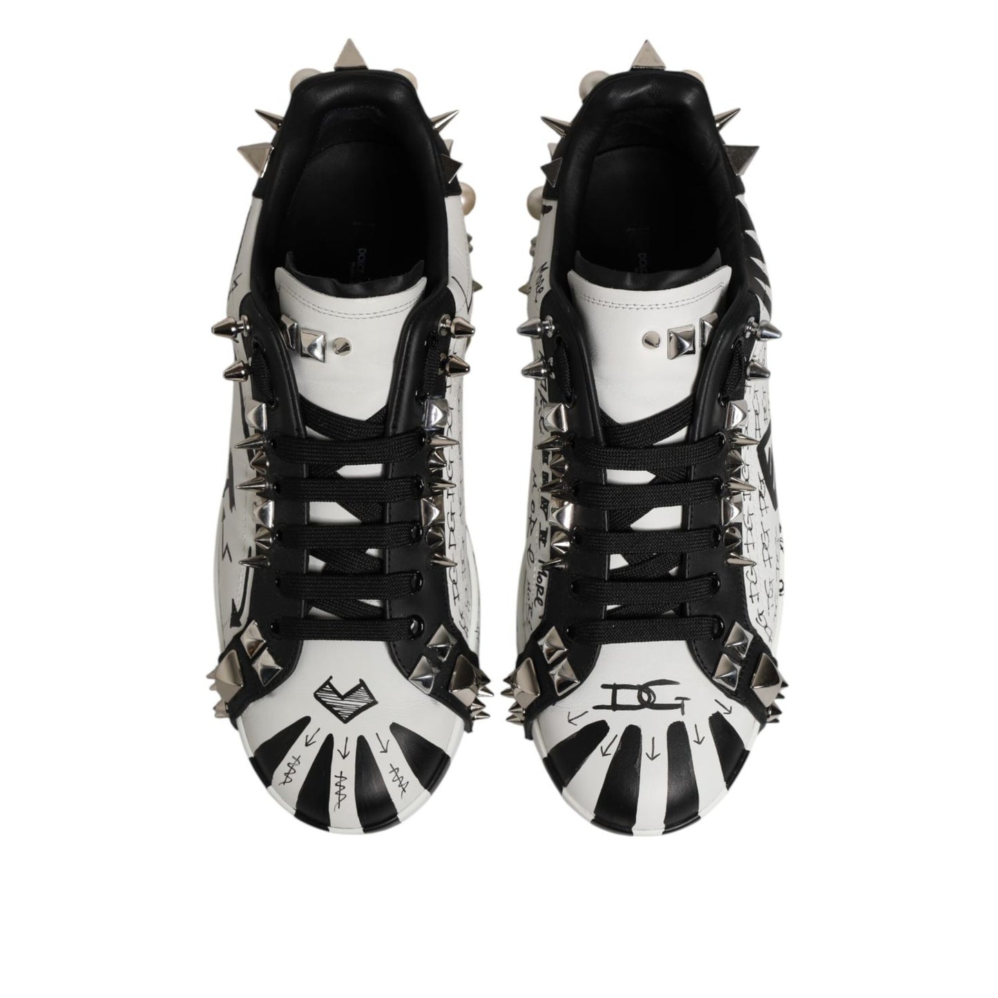 Dolce & Gabbana White Portofino Studded Men Sneakers Shoes