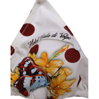 Dolce & Gabbana White Red Polka Dot Floral Print Triangle