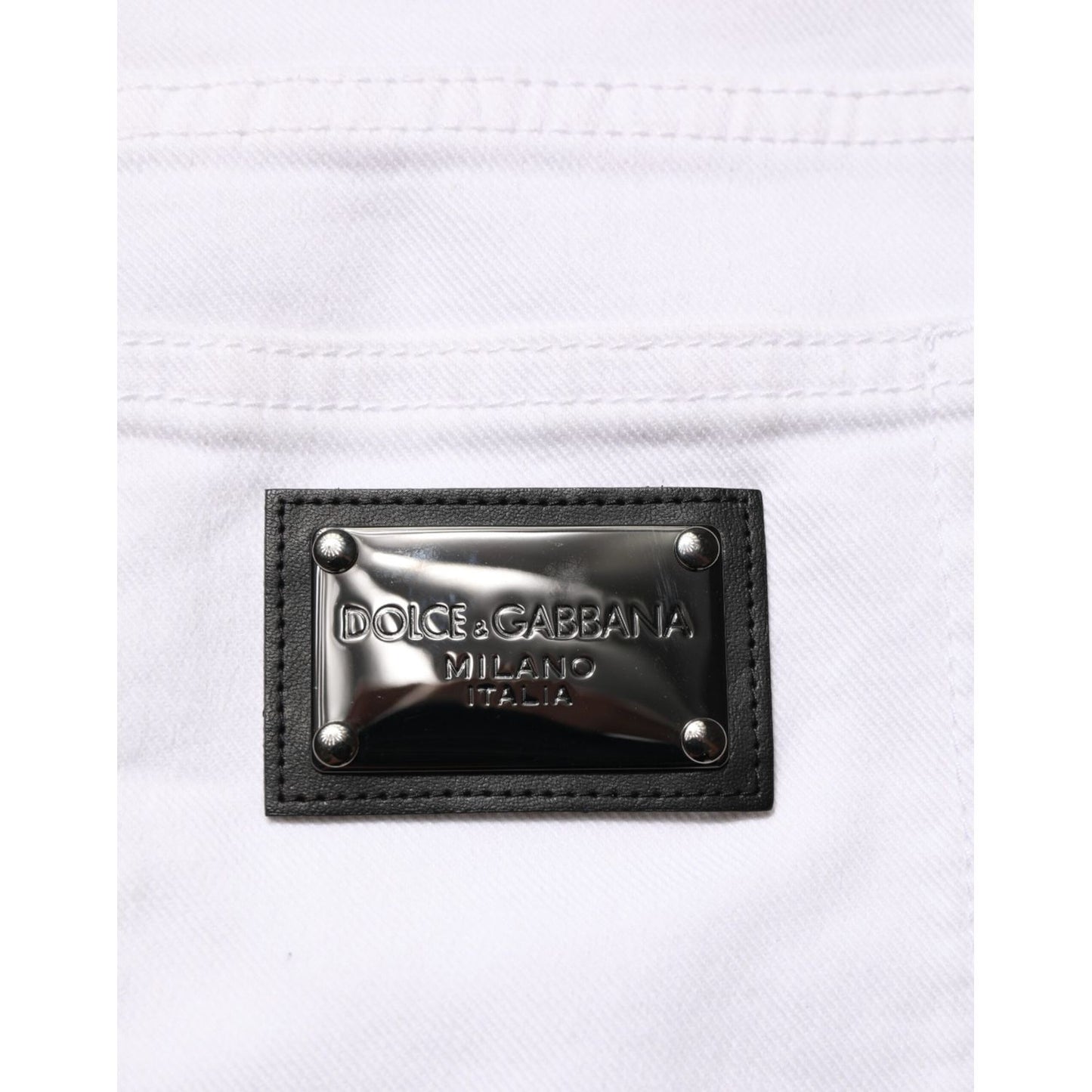 Dolce & Gabbana White Ripped Cotton Skinny Men Denim Jeans