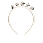Dolce & Gabbana White Satin Palladium Silver Floral Crown Tiara Headband