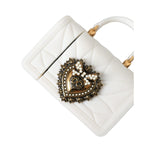 Dolce & Gabbana White Silicone Devotion Heart Cover Hand Bag Airpod Case, featuring gold logo plaque and quilted design.