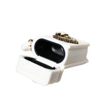 Dolce & Gabbana White Silicone Devotion Heart Cover Hand Bag Airpod Case with quilted effect, front logo plaque, and gold detailing.