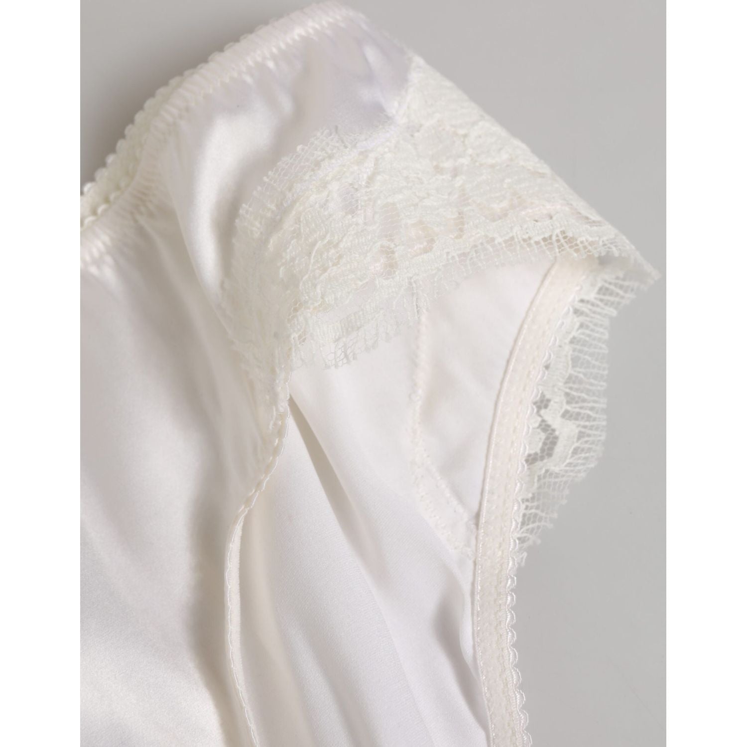 Dolce & Gabbana White Silk Satin Floral Lace Panty Brief Underwear