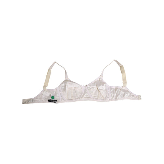 Dolce & Gabbana White Silk Satin Soft Cup Lingerie Bra Underwear, elegant design with soft underwire support, made in Italy.
