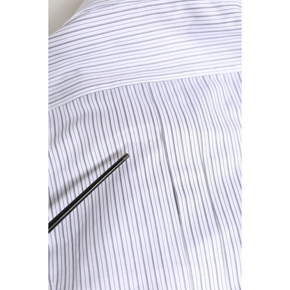 Dolce & Gabbana White Stripes Long Sleeves GOLD Dress Shirt