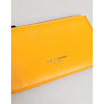 Dolce & Gabbana Yellow Orange Leather Credit Card Key Holder Clip On Wallet SMY11325