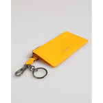 Dolce & Gabbana Yellow Orange Leather Credit Card Key Holder Clip On Wallet SMY11325