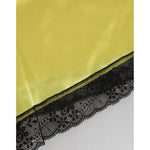 Dolce & Gabbana Yellow Satin Silk Mid Waist Underwear Shorts with black lace detailing.