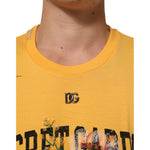 Dolce & Gabbana Yellow Secret Graden Floral Cotton CrewNeck T-shirt with logo detail, 100% cotton, classic crew neckline, made in Italy.