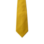 Dolce & Gabbana Yellow Silk Ty in mustard color with a pointed end, 12 cm blade, single loop with logo label, made in Italy.