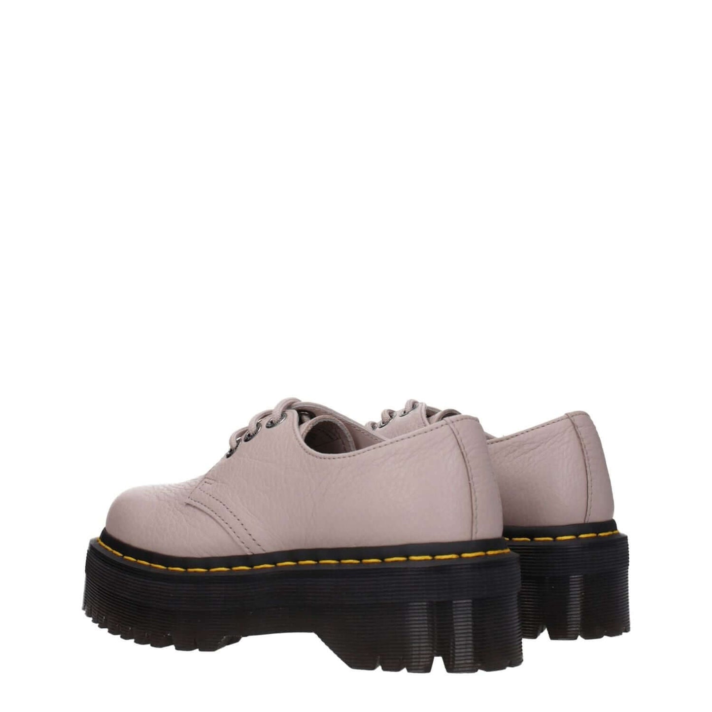 Dr. Martens Gray Leather Oxfords And Derbies, round toe, lace-up with rubber sole and mid heels, MPN D1461QUADII31167348 in taupe.
