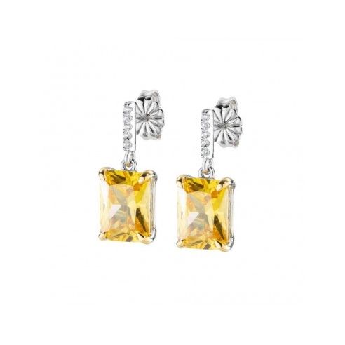 AMEN JEWELRY Mod. ECK1REBGIZ earrings with yellow gemstone and silver accents
