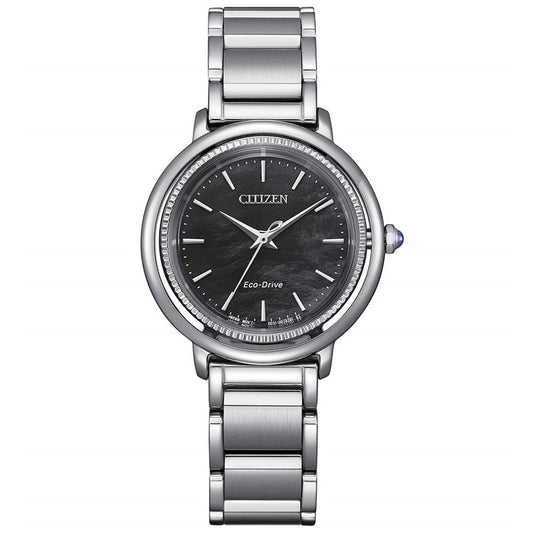 CITIZEN MOD. ARCLY men's watch with stainless steel bracelet and black dial.