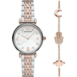 EMPORIO ARMANI MOD. GIANNI Set + bracelet, 32mm lady wristwatch with special packaging, featuring crystal accents and elegant design.