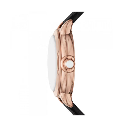 Side view of EMPORIO ARMANI WATCHES Mod. AR11631 with 32 mm case, rose gold tone, designed for ladies, featuring a genuine leather strap.