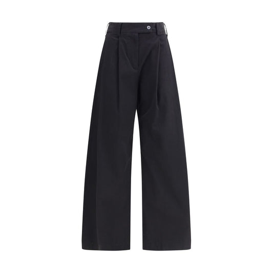 Ella Black Cotton Casual Pants Ella