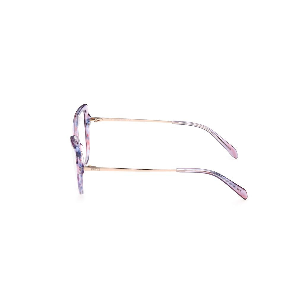 Side view of Emilio Pucci Purple Acetate Frames with delicate design and elegant construction.