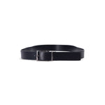 Emporio Armani Exclusive Leather reversible belt with black grained texture, silver-tone buckle, and engraved logo.