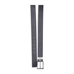 Emporio Armani Exclusive Leather reversible belt with black grained texture and silver-tone buckle hardware.