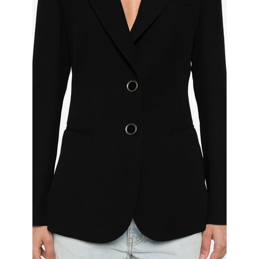 Emporio Armani Jackets Black, single-breasted blazer with notched lapel, button fastening, long sleeves, and welt pockets.