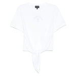 Emporio Armani Logo Print T-Shirt in white, featuring a crew neck, short sleeves, and straight hem, perfect summer cotton tee.