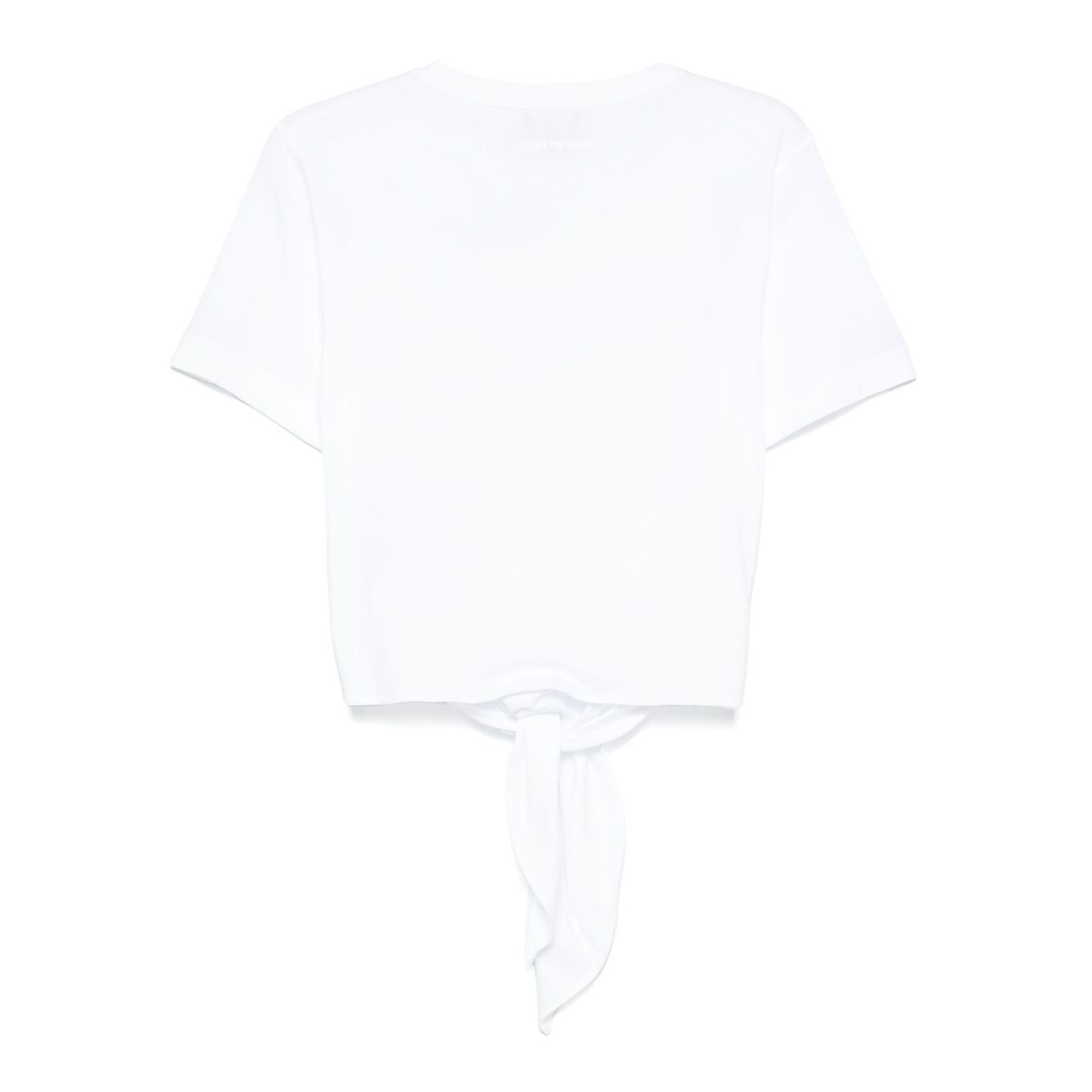 Back view of white Emporio Armani Logo Print T-Shirt with crew neck and short sleeves.