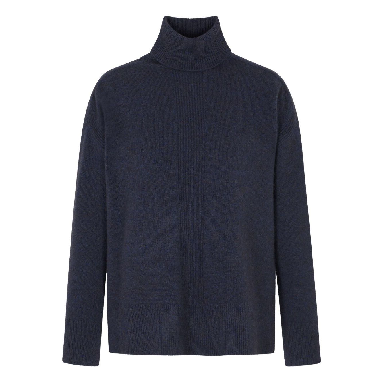 Emporio Armani Sweaters Blue - dark roll neck, ribbed knit, long sleeves, wool turtle-neck sweater with straight hem.