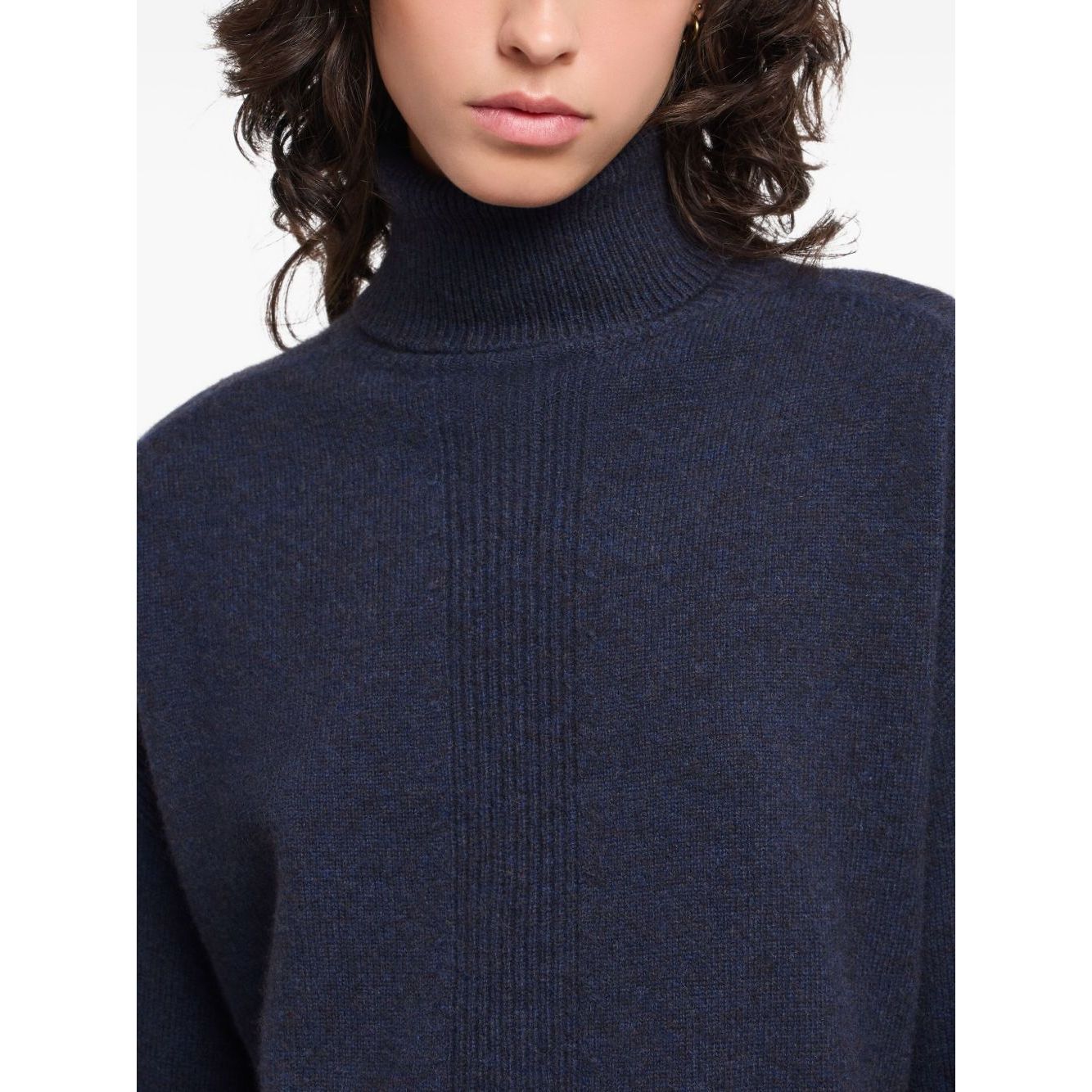 Emporio Armani Sweaters Blue, dark blue wool turtle-neck sweater with ribbed knit, long sleeves, straight hemline.