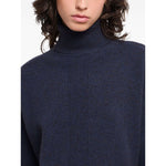 Emporio Armani Sweaters Blue, dark blue wool turtle-neck sweater with ribbed knit, long sleeves, straight hemline.