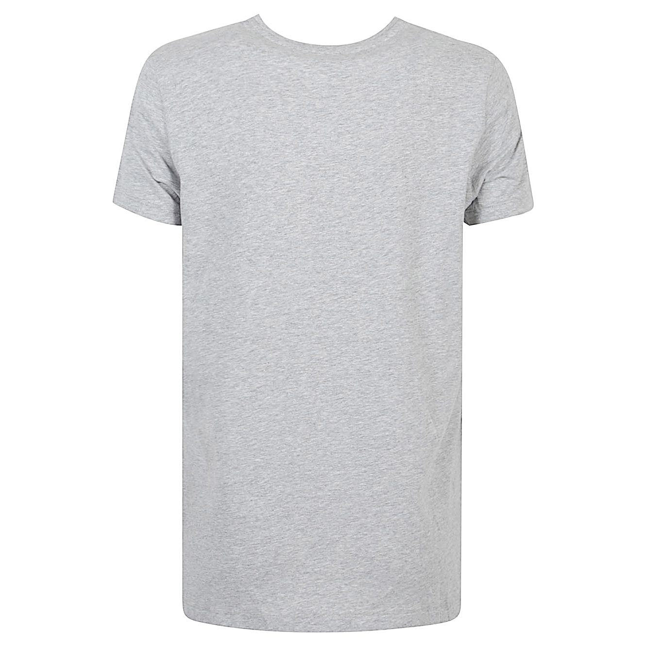 Emporio Armani T-shirts and Polos Grey with short sleeves and crew neck, featuring logo on cotton fabric, displayed on white background.