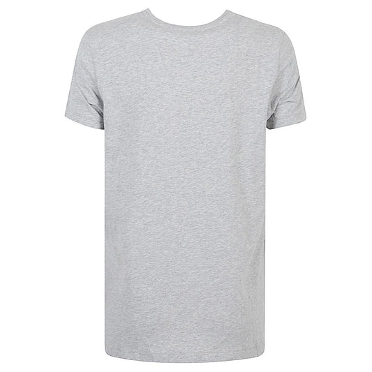 Emporio Armani T-shirts and Polos Grey with short sleeves and crew neck, featuring logo on cotton fabric, displayed on white background.